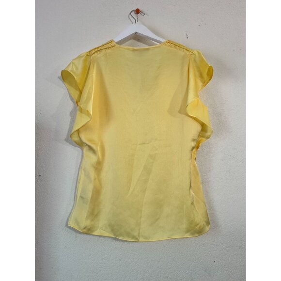 Philosophy Republic Clothing Women Yellow Satin Flutter Sleeve Blouse Medium New - Picture 4 of 10